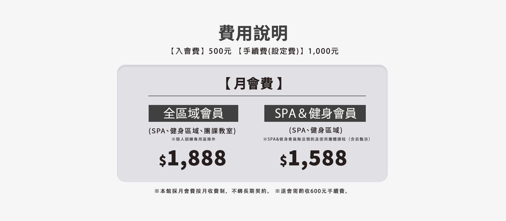 費用說明(月會費制)