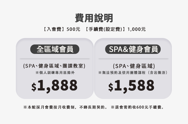費用說明(月會費制)
